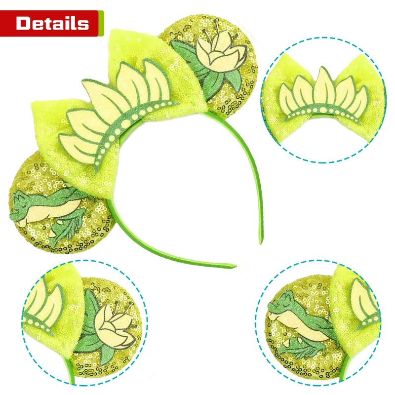 MADO mouse ears headband for women adults kids girls boys, princess ears Park mini ears headbands for women kids girls (green princess) - Image 2